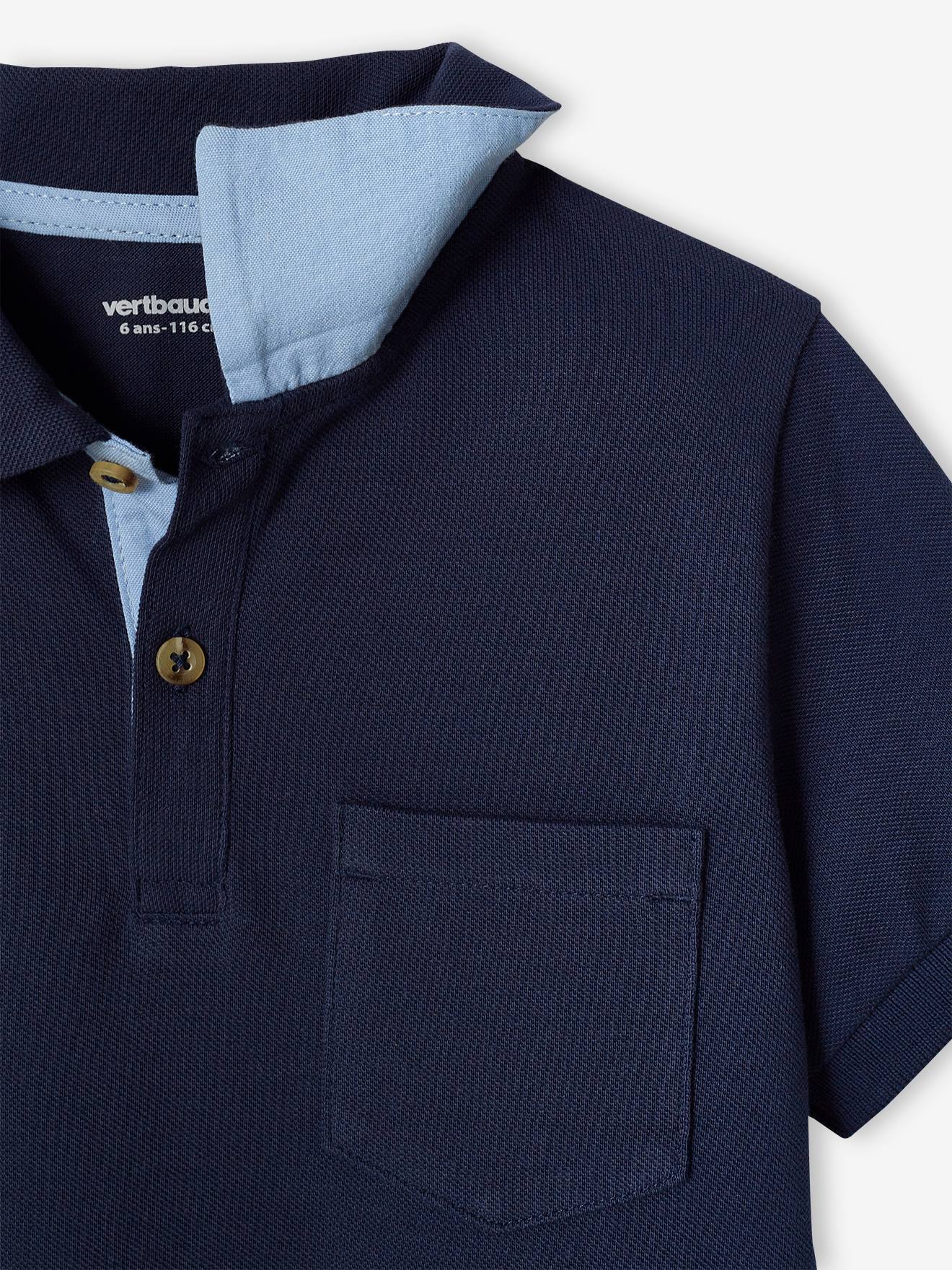 Ensemble polo maille piquée et bermuda garçon bleu ciel