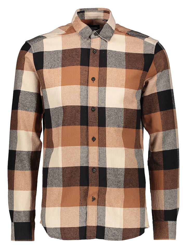 ONLY & SONS Hemd in Braun/ Beige/ Schwarz günstig kaufen