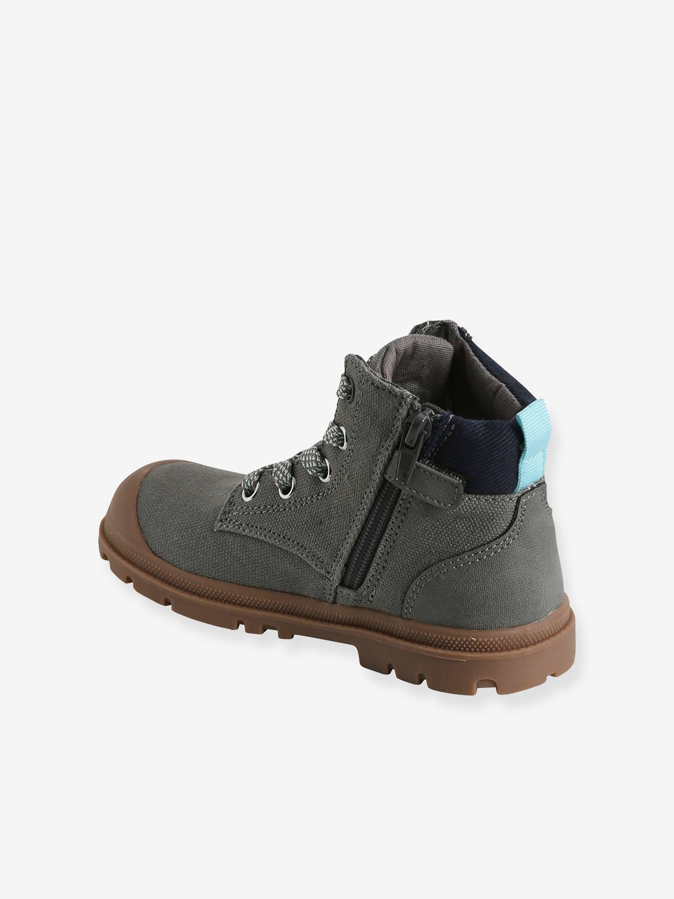 Vertbaudet Jungen Hohe Sneakers, Canvas - grau