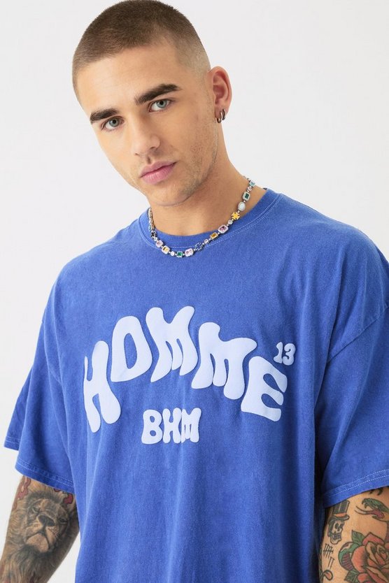 Oversize T-Shirt mit Homme Print