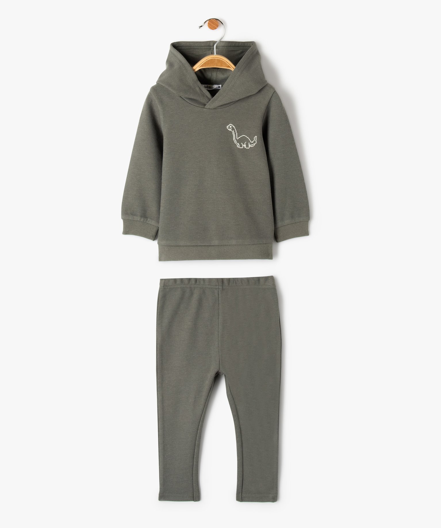 Ensemble bébé Garçon 2 pièces : sweat + pantalon en mail... kaki | GEMO