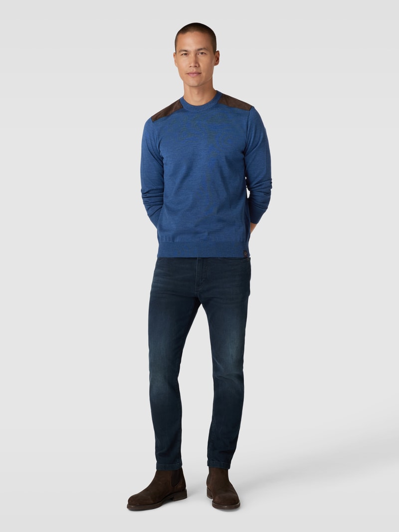 Strickpullover mit Kontraststreifen in jeans