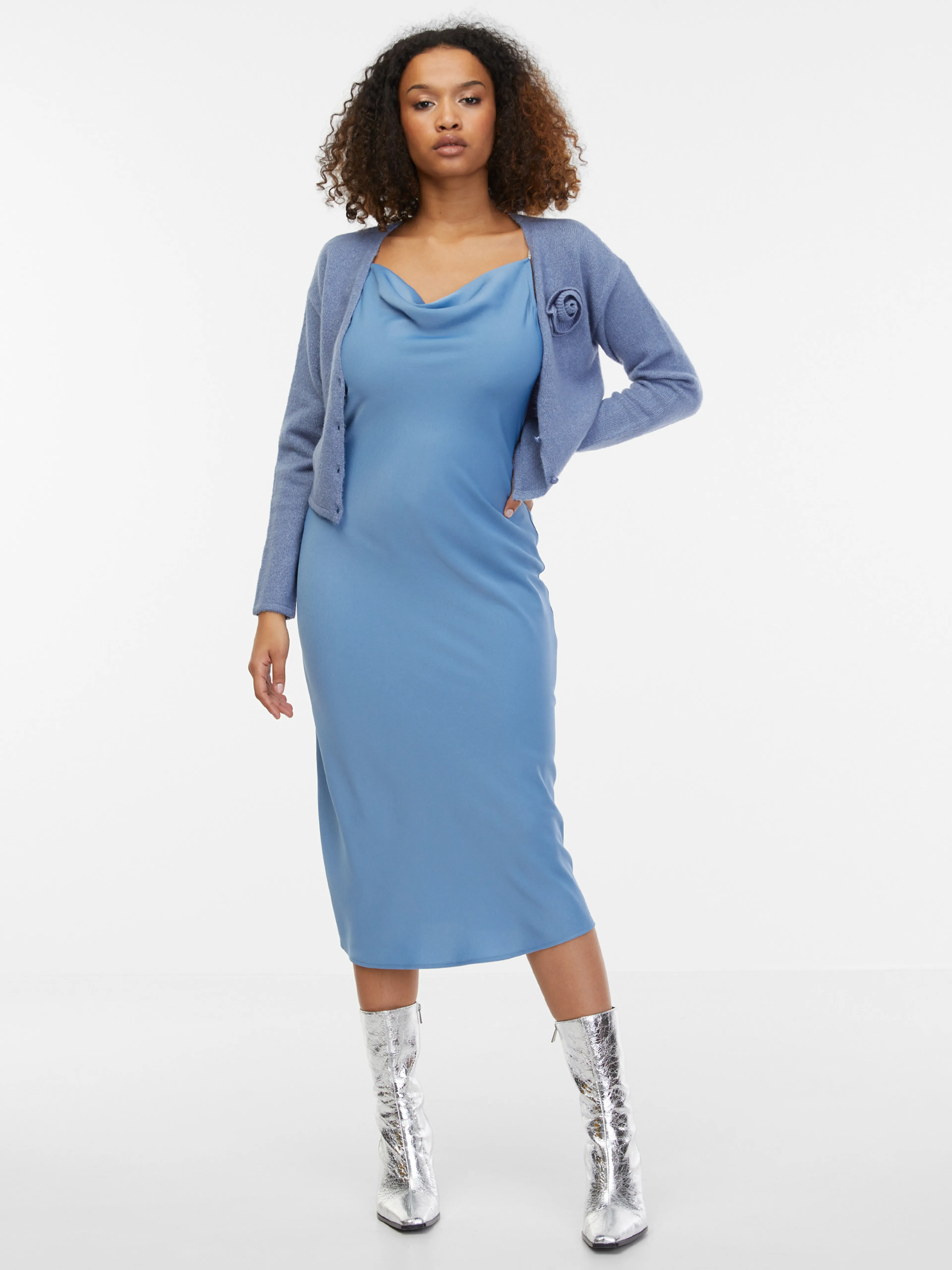 Blaue Damenstrickjacke mit Wollmischung ORSAY