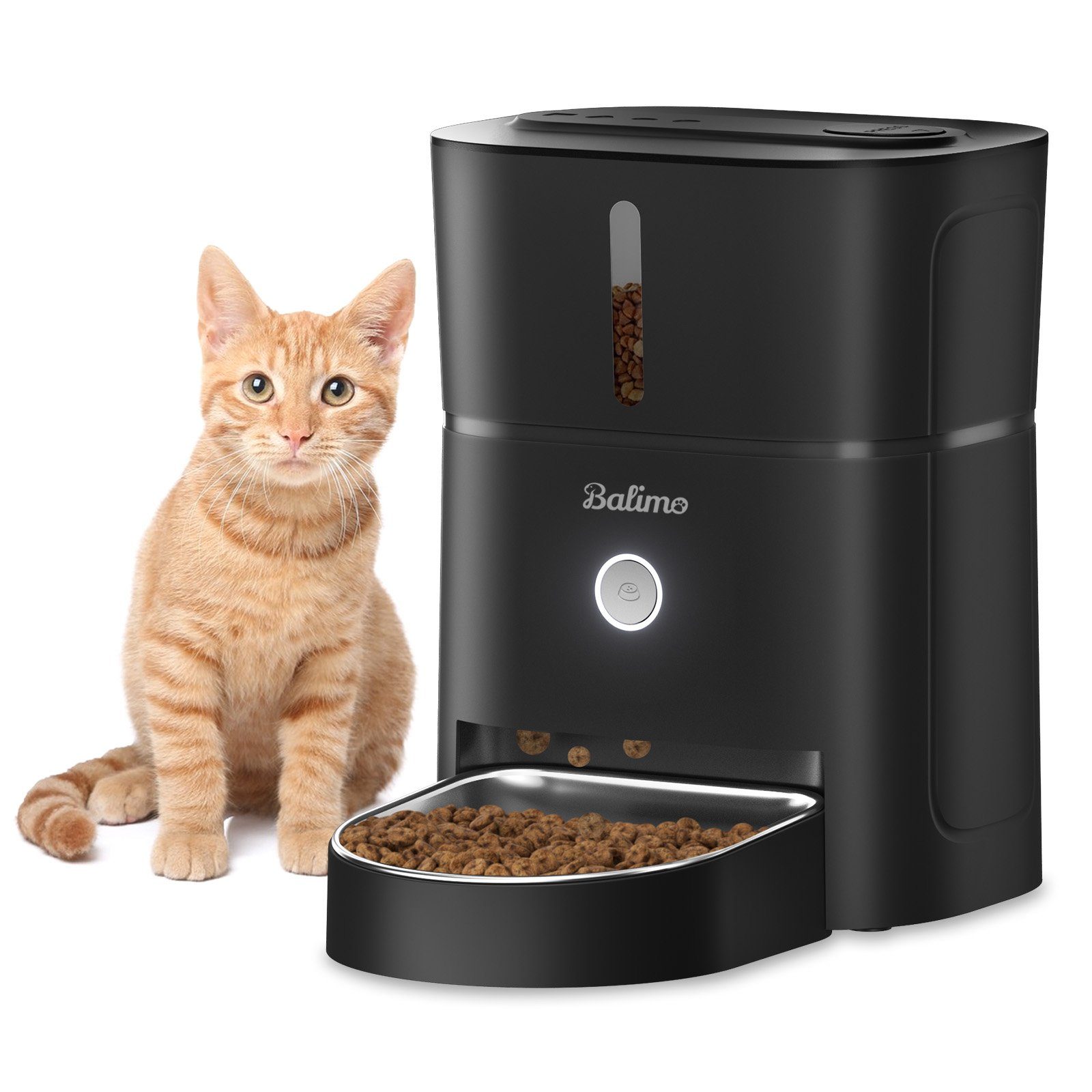 PUPPY KITTY Katzen-Futterautomat 3L Futterautomat Automatischer Katze und Hund - Weiß/Schwarz
