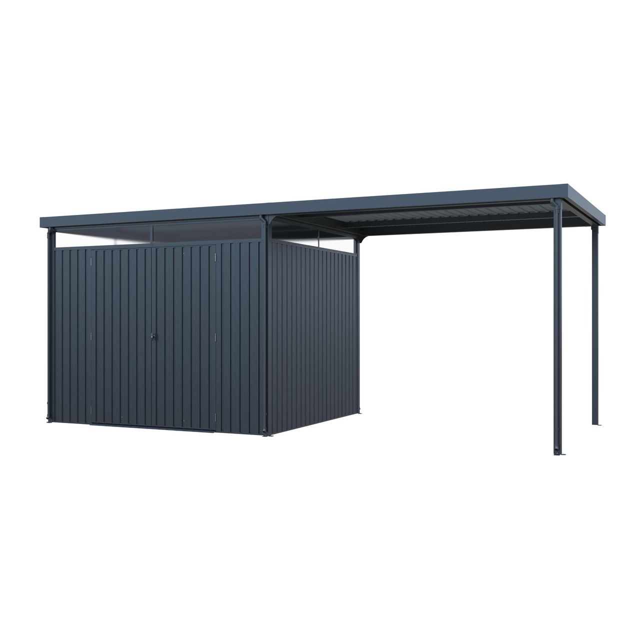 lovingHome® Metallgerätehaus 7㎡ Skylight mit 7㎡ Carport-Erweiterung 2 in 1, ca. 245 x 204 x 226 cm