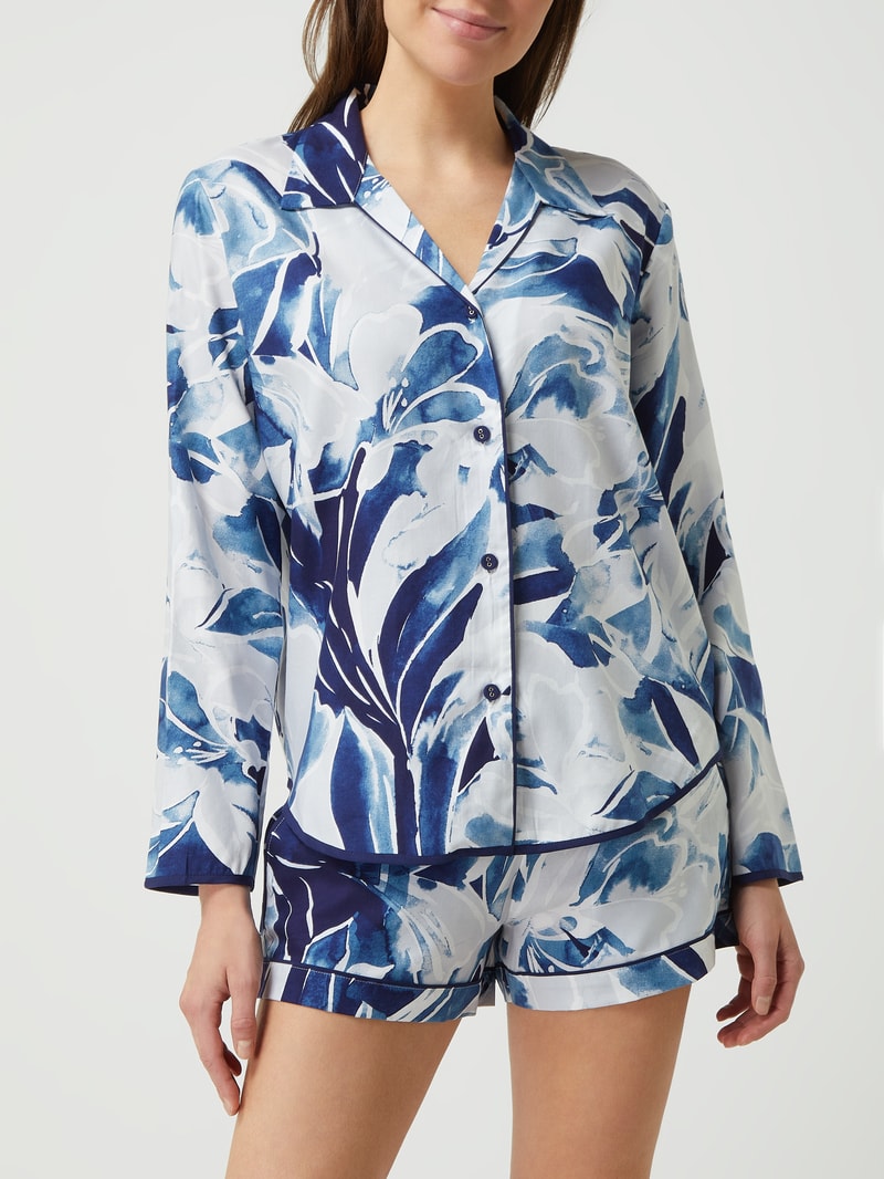 Pyjama-Oberteil aus Baumwoll-Modal-Mix Modell 'Ellie' in marineblau