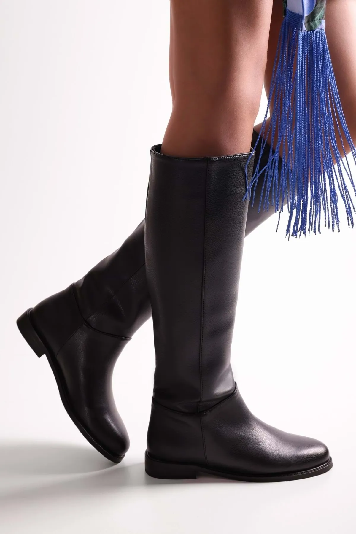 Shoeberry  Damen Mori Black Skin Reitstiefel Black Skin