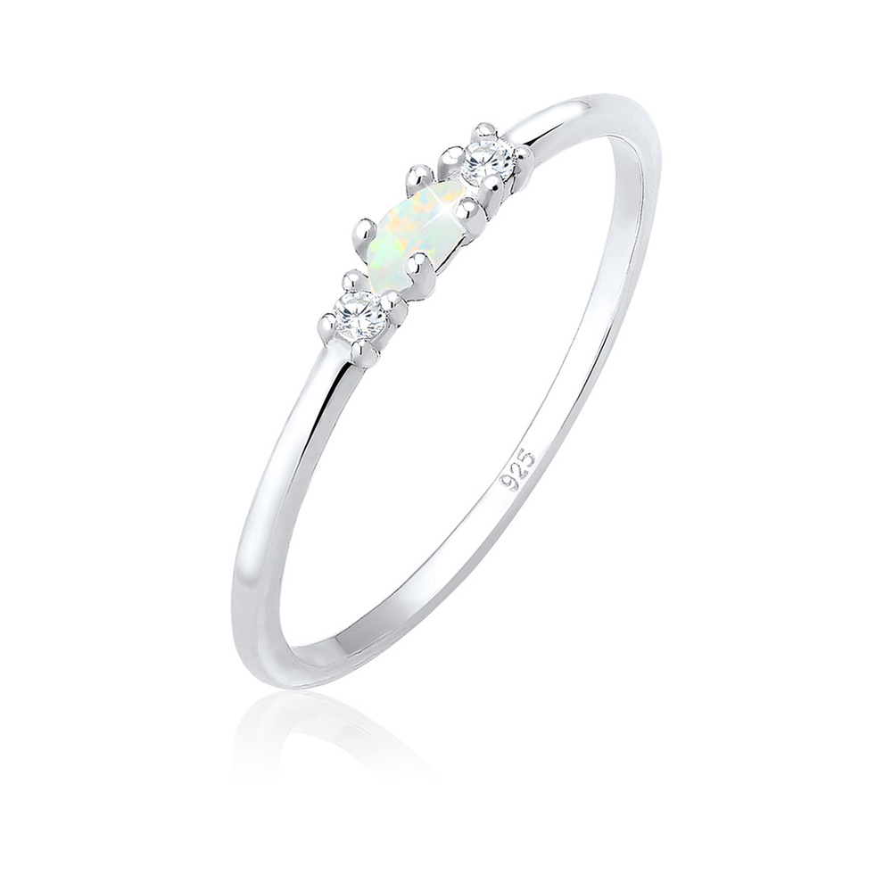 Elli Elli Bague Femmes Vintage avec Cristaux de Zirconium et Opale en Argent Sterling  Bague