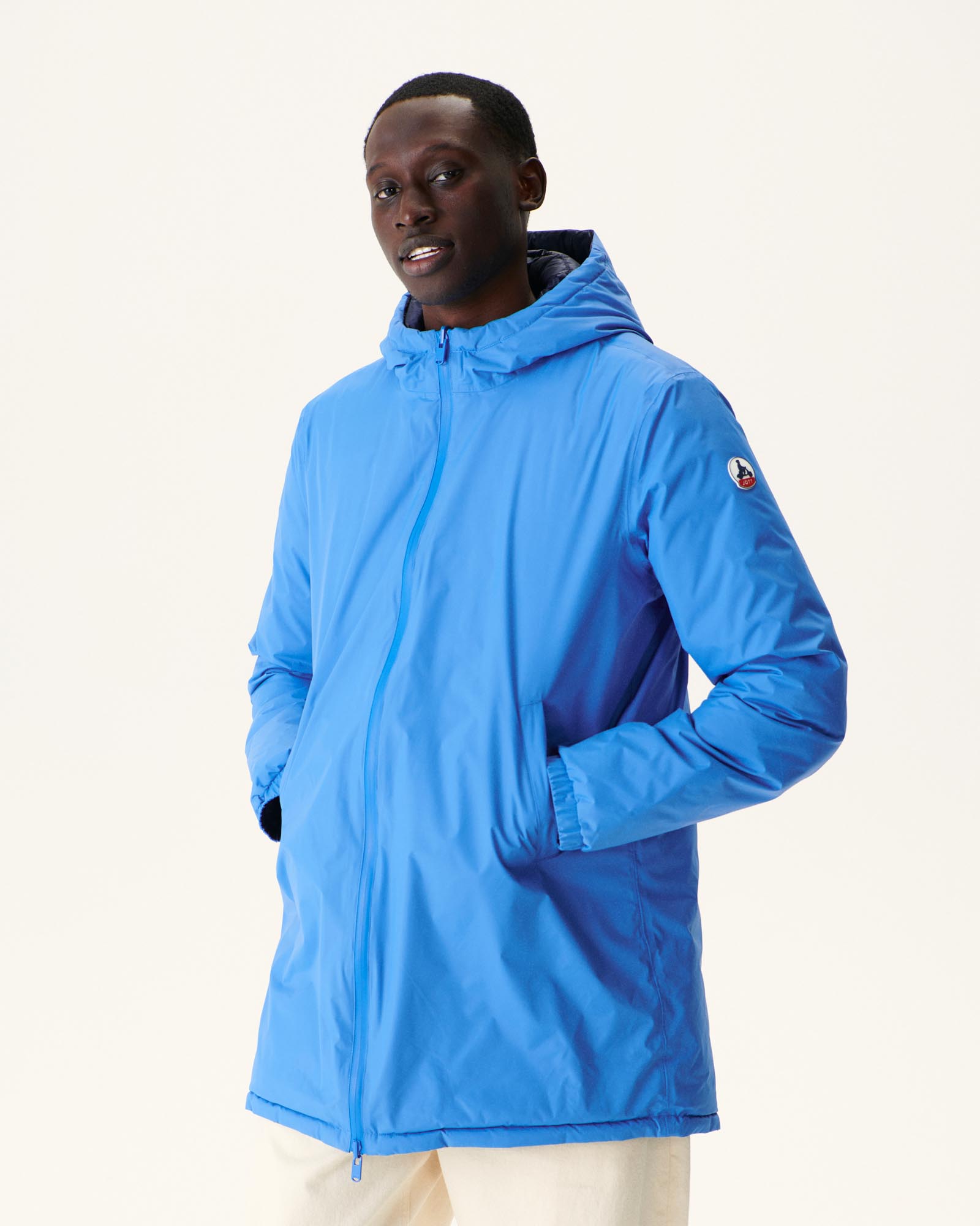 Doudoune longue réversible à capuche Azur/Marine Amsterdam