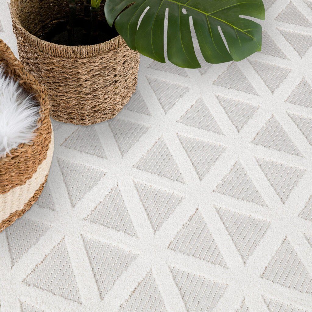 Teppich In-& Outdoorteppich Santorini 446, 3D-Effekt, Geo-Muster, Carpet City, rechteckig, Höhe: 5 mm, Wetterfest & UV-beständig für Terrasse, Balkon, Küche, Flur