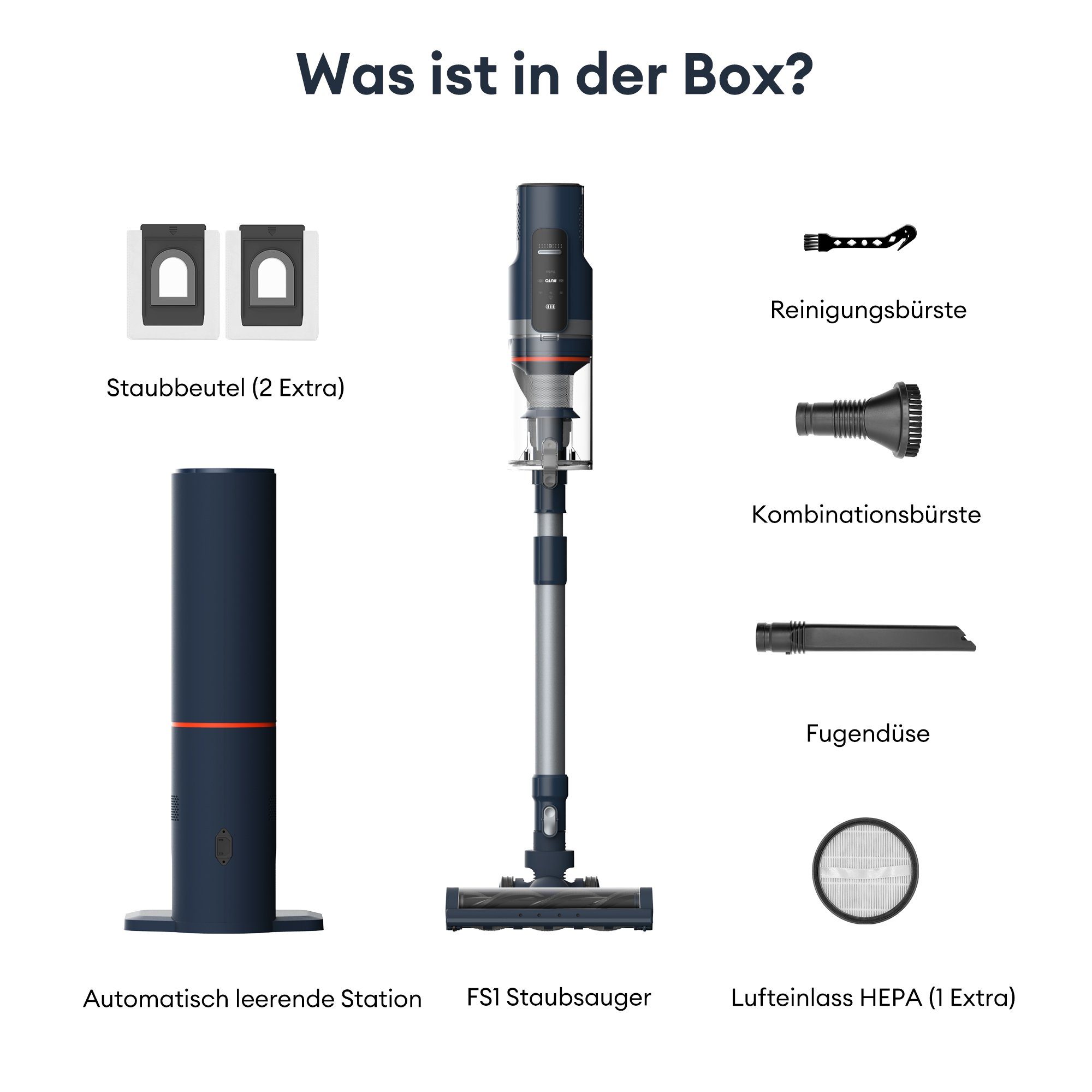 Ultenic Akku-Stielstaubsauger FS1, 450,00 W, mit Beutel, Staubsauger mit Absaugstation/3L Staubbehälter/60 Minuten Laufzait