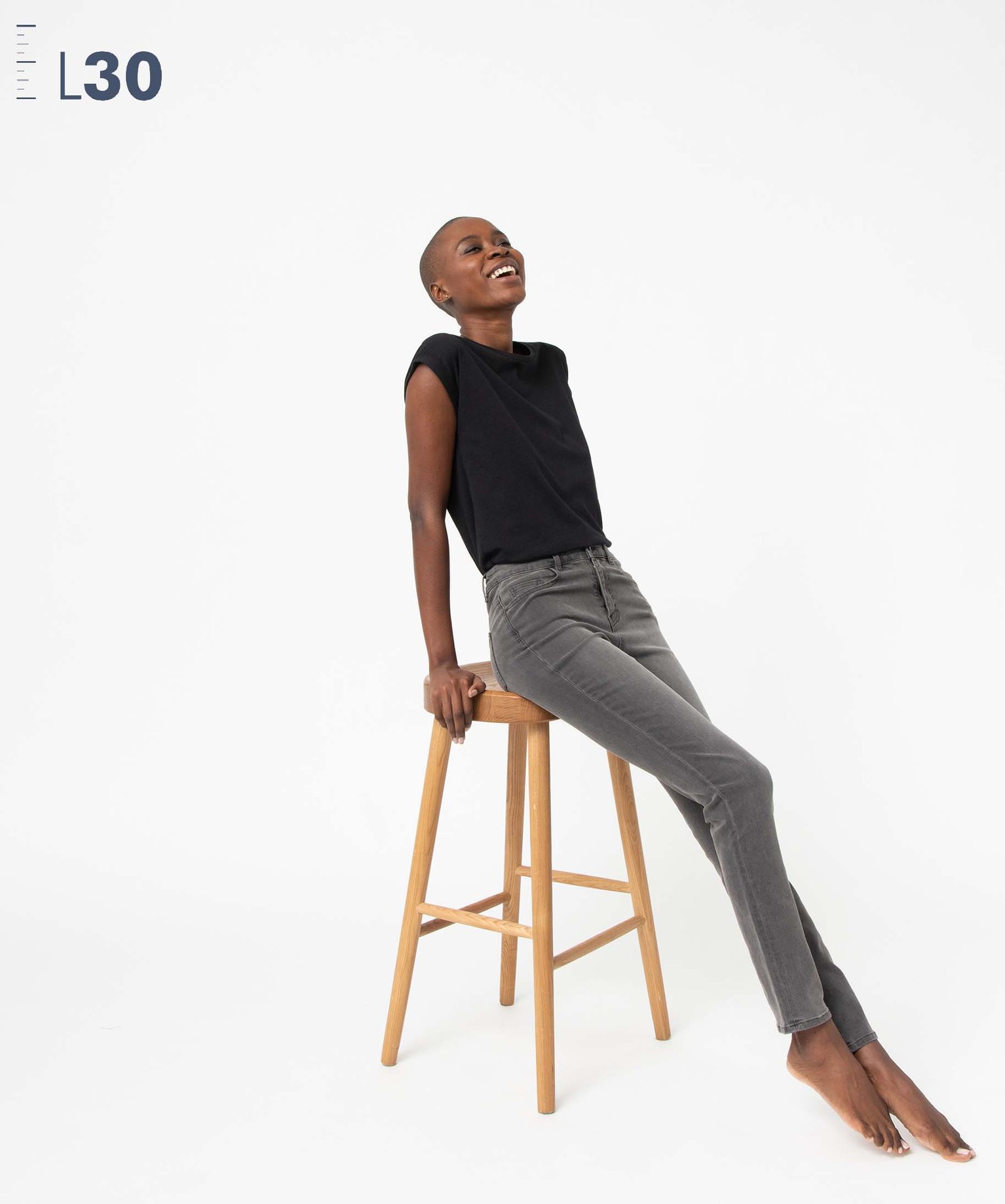 Jean femme coupe Slim taille haute - L30 grey | GEMO