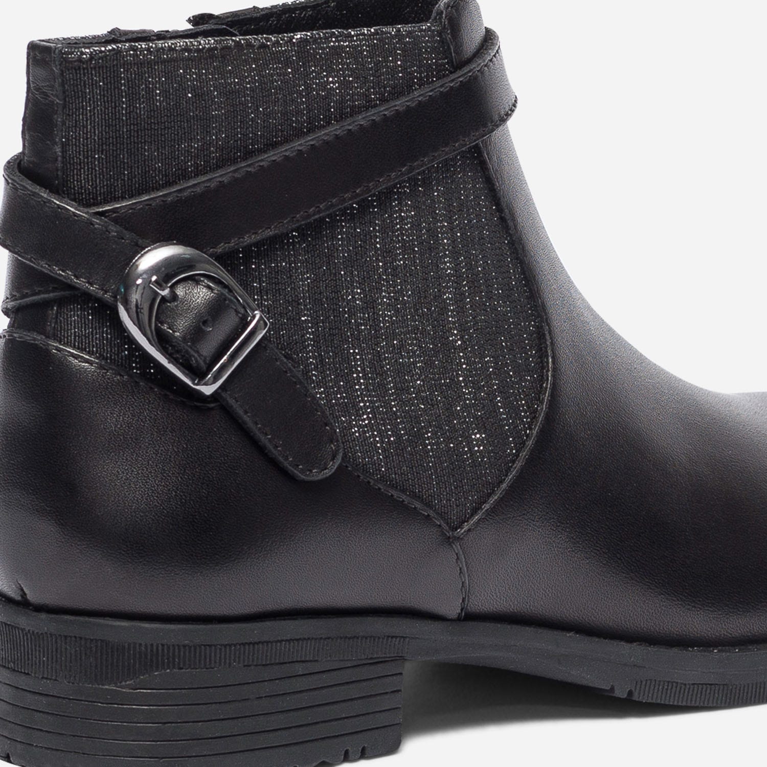 Boots jodhpur noir en cuir à élastique pailleté
