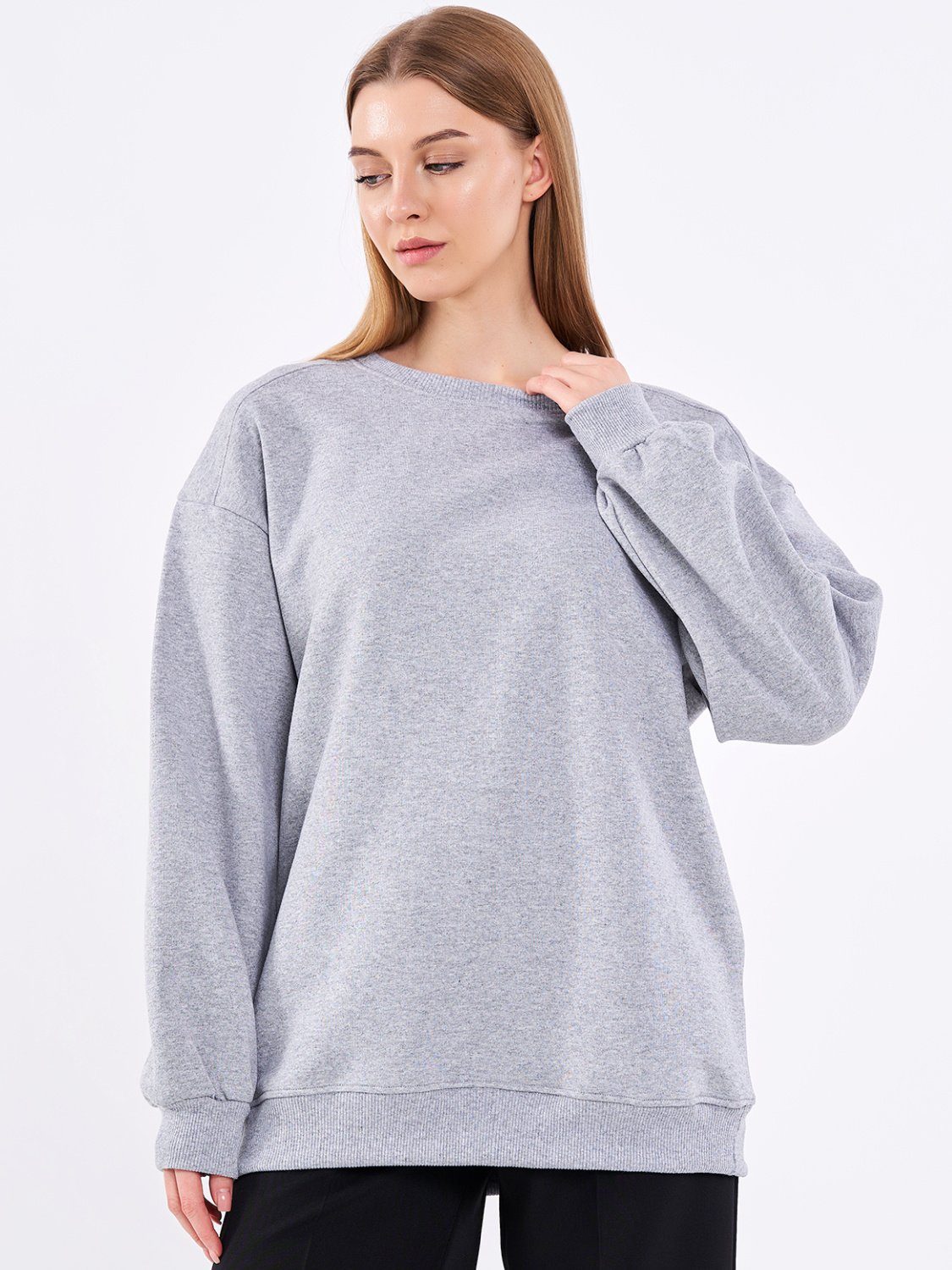 COMEOR Sweatshirt Damen Oversize Pullover Langarm Baumwolle