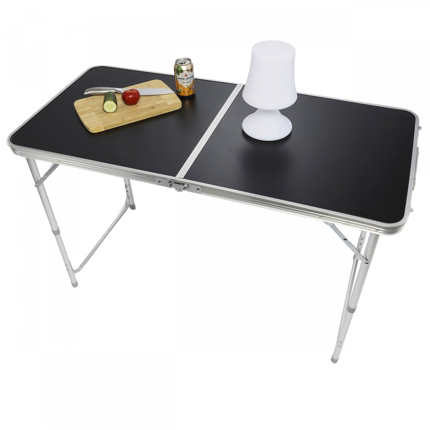 Goods+Gadgets Klapptisch Camping-Tisch Multifunktionstisch (Markttisch Tapeziertisch), Klappbarer Mehrzwecktisch - Klapp-Tisch Schwarz