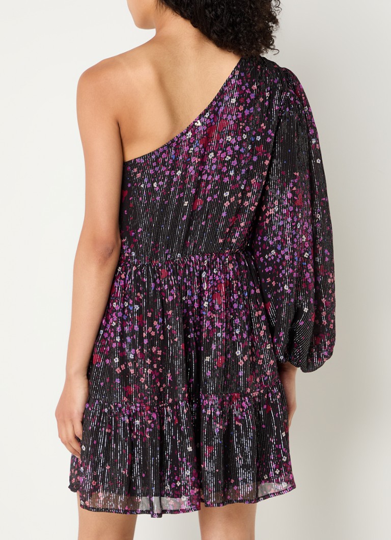 Fabienne Chapot Romy One-Shoulder-Minikleid mit Lurex und Blumenmuster