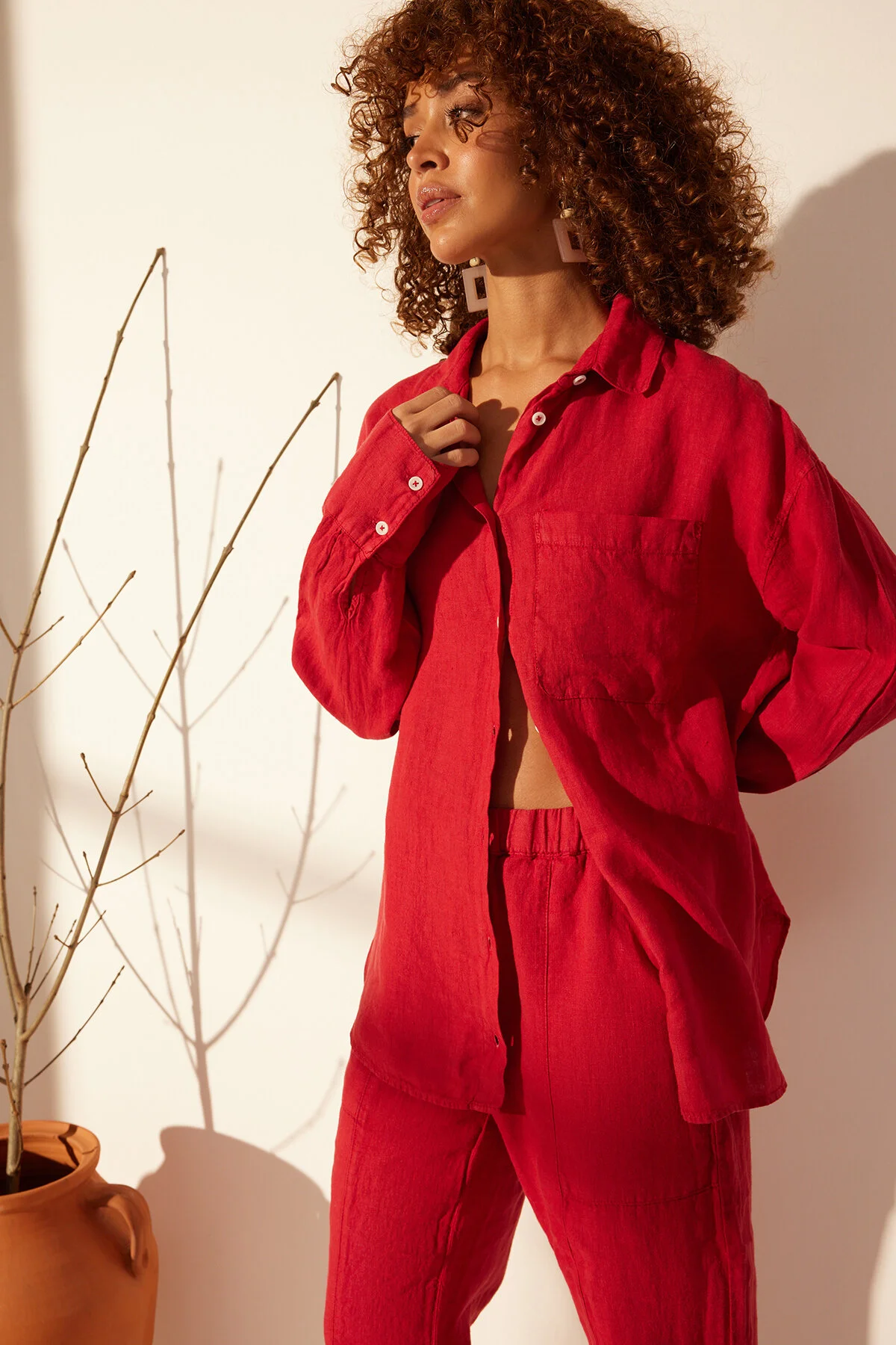 Trendyol Collection  Hemd - Rot - Oversized