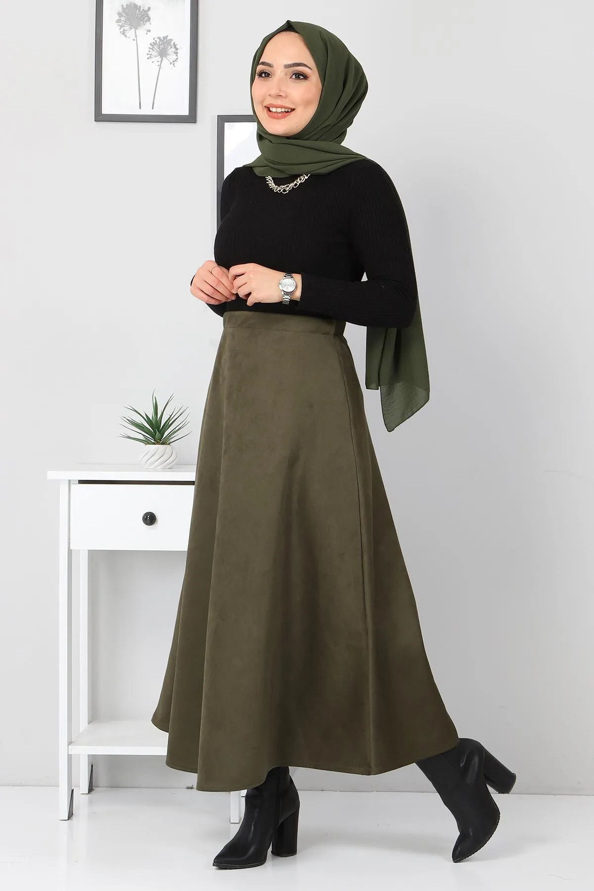 Tesettür Dünyası  Wildleder-Mevlana-Rock Tsd0036 Khaki