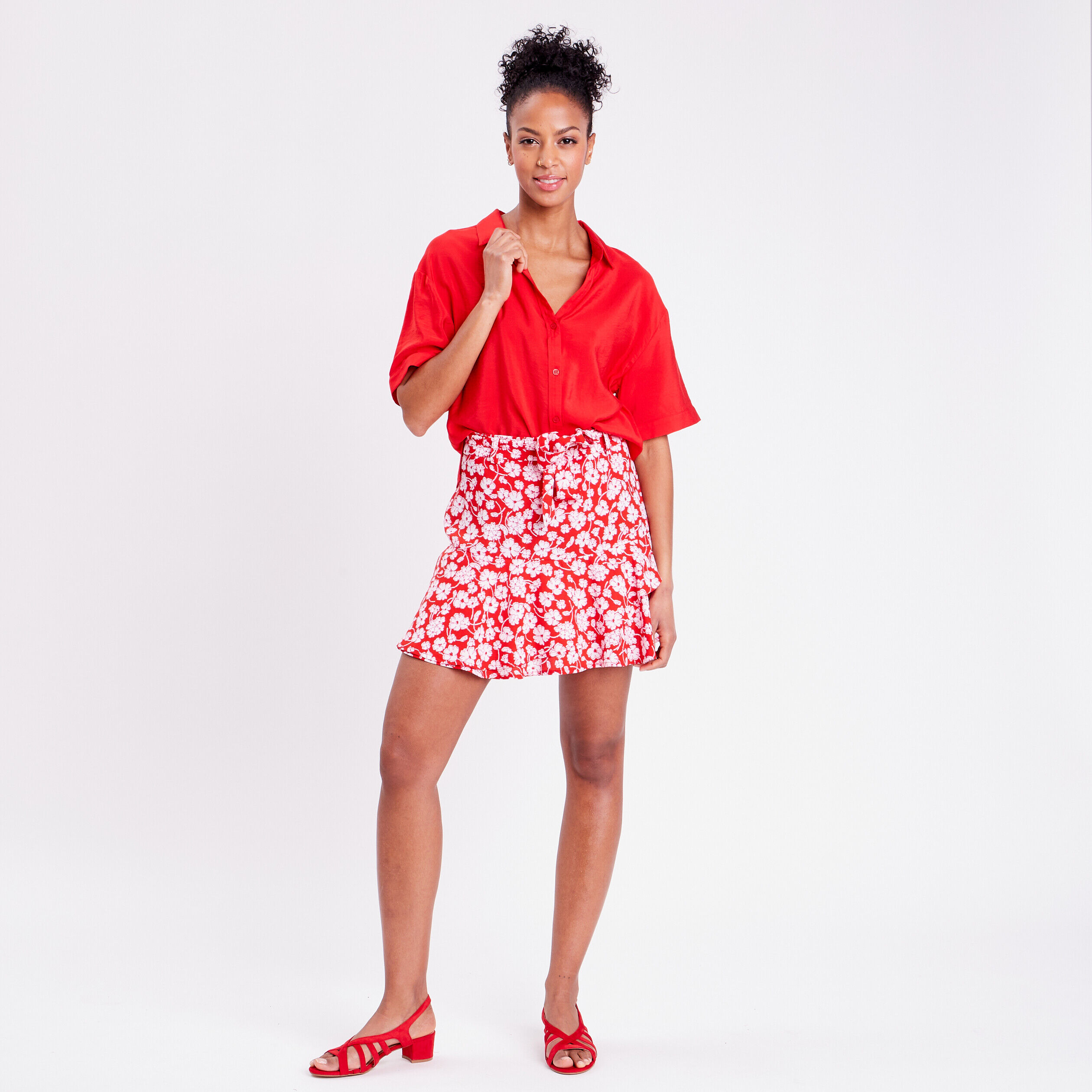Chemise manches courtes rouge femme | Cache Cache