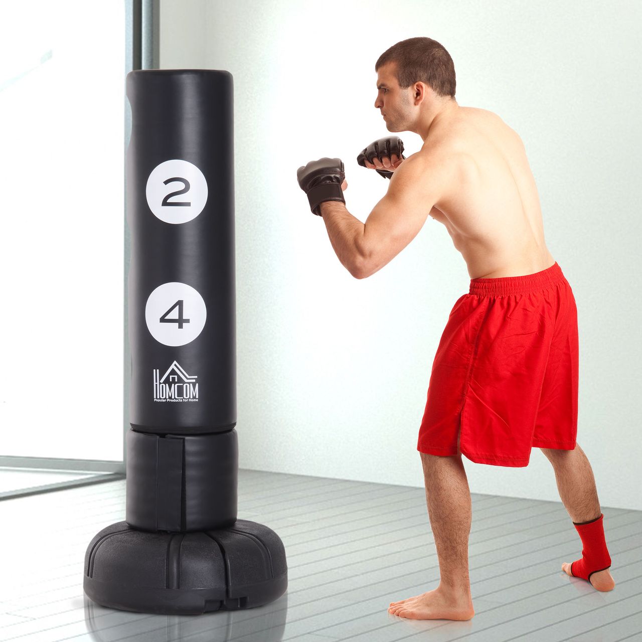 HOMCOM Standboxsack Boxpuppe Boxdummy Schwarz B70 x T70 x H176 cm