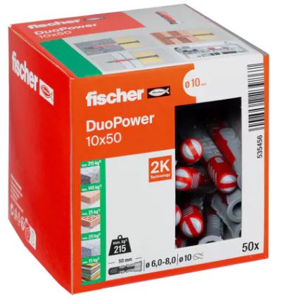 Fischer 535456 Zástrčka DuoPower 10x50 50 kusů