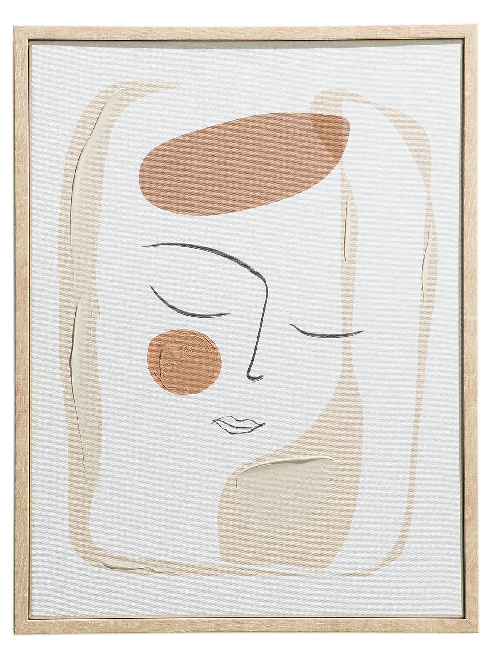 Theodora Leinwand-Druck-handbemalt, Beige/Weiss