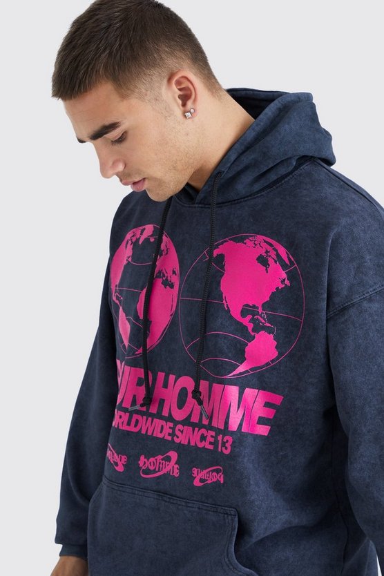 Oversize Hoodie mit Pour Homme Print