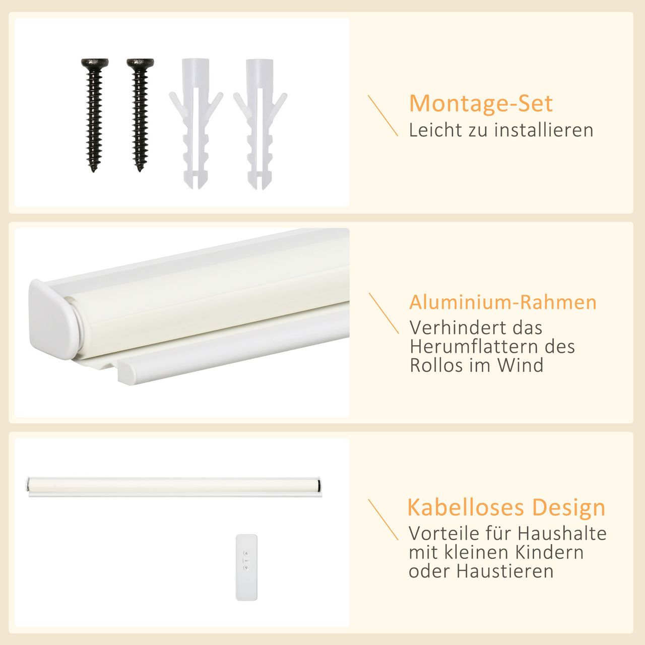HOMCOM Fensterrollo, Elektrischer Zebra-Rollo, mit Fernbedienung, Weiß, 80x180cm