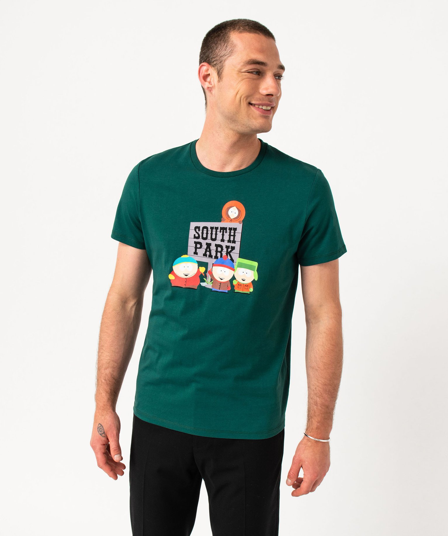 Tee-shirt manches courtes imprimé homme - South Park vert | GEMO