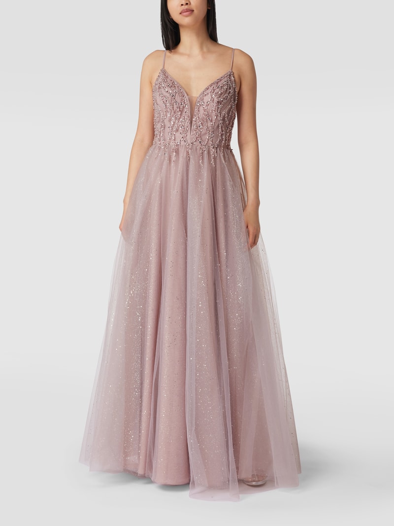 Abendkleid mit Glitter-Effekt in rosé