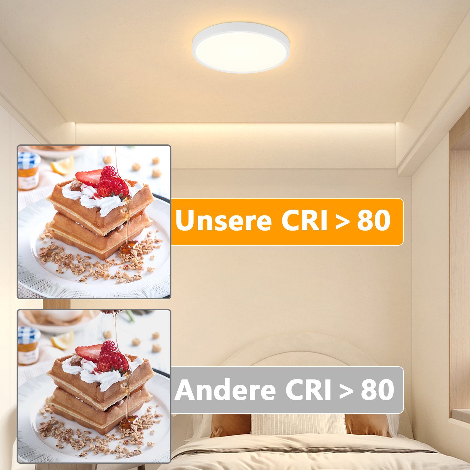 Nettlife LED Panel Schwarz Deckenlampe Flach Klein Deckenbeleuchtung, IP44 Wasserdicht, LED fest integriert, Warmweiß, für Schlafzimmer Badezimmer Küche Flur, 8W, 17 * 17 * 2.5 CM