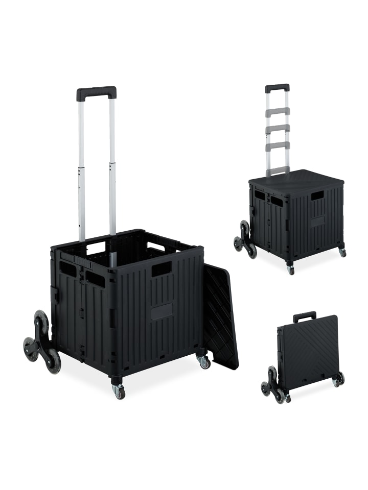 relaxdays Einkaufstrolley in Schwarz günstig kaufen onesize