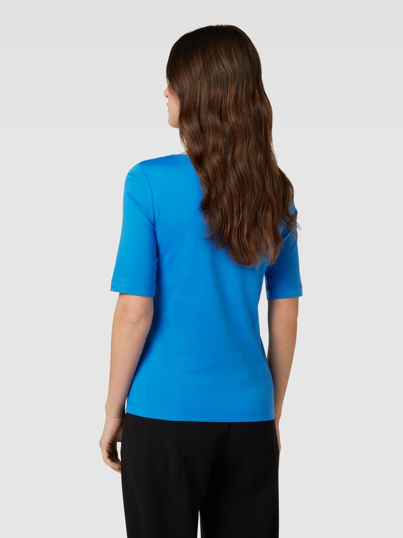 T-Shirt aus Baumwolle mit U-Boot-Ausschnitt in blau