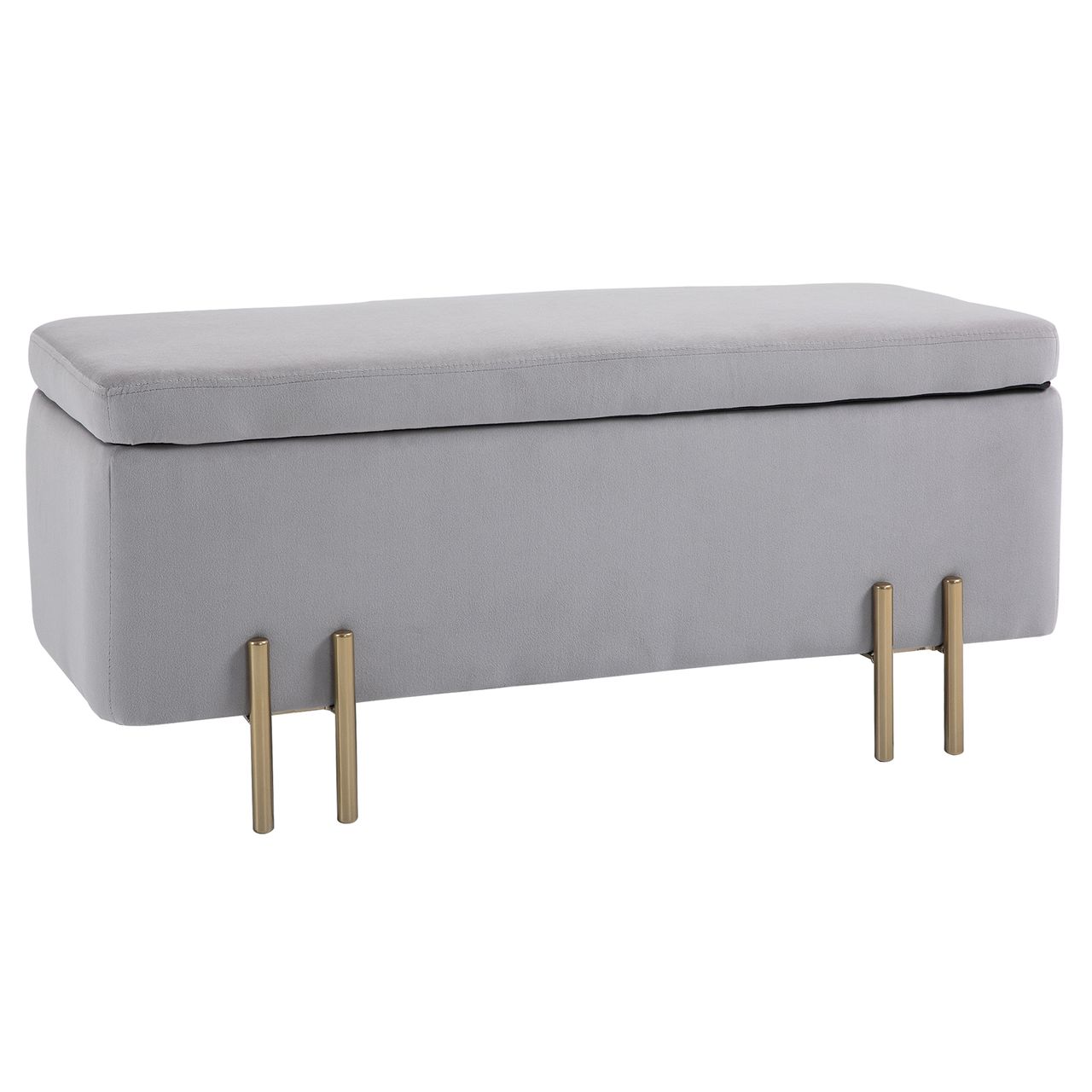 HOMCOM Sitzbank, Polsterbank mit Stauraum, Truhenbank, Stoff, Metall, Schaumstoff, Hellgrau, 100 x 40 x 42 cm