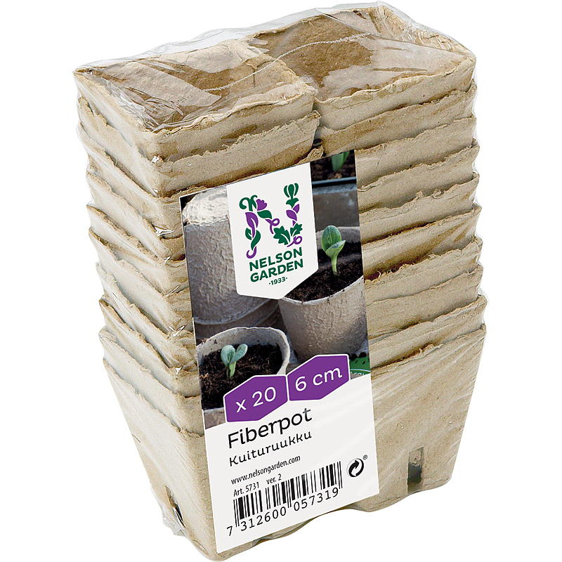 Nelson garden Fiberpotte 20-pk 6 cm firkantet