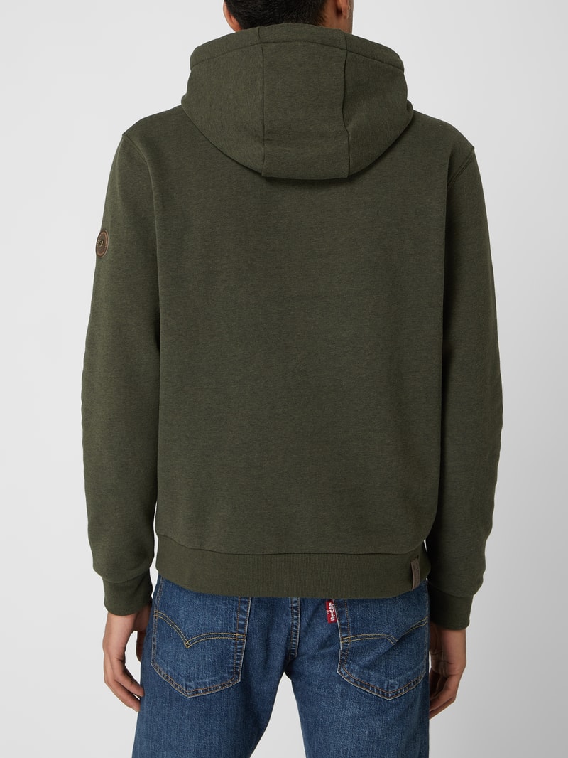 Hoodie mit Logo-Details Modell 'Kresy' in olivgrün meliert