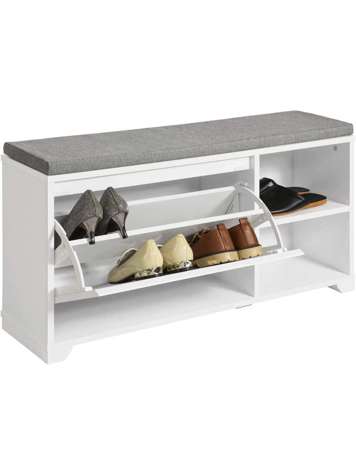 SoBuy Schuhbank in Weiß - (B)90 x (H)46 x (T)24cm günstig kaufen onesize