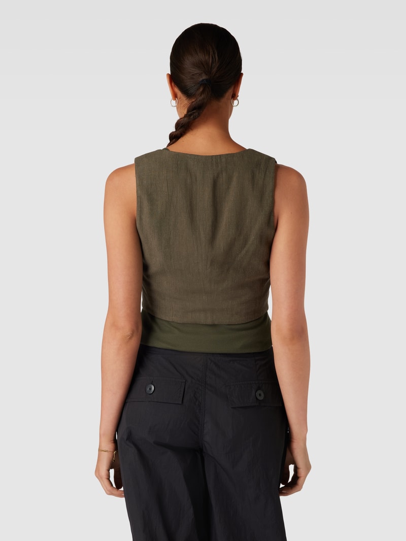 Cropped Weste mit Knopfleiste in khaki