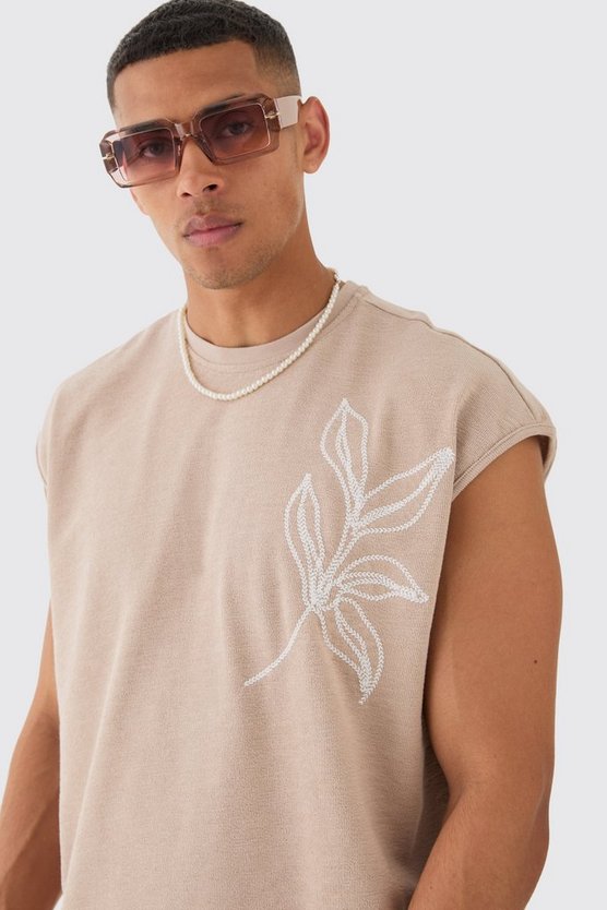 Oversize Tanktop mit floraler Stickerei