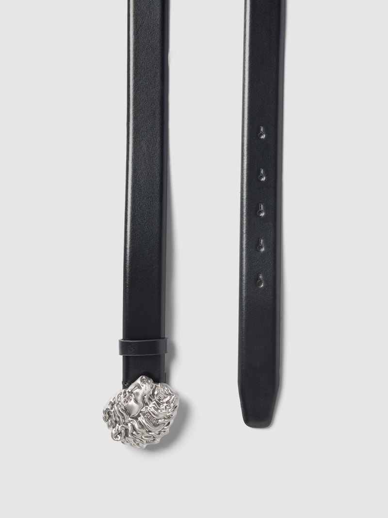 Ledergürtel mit Motiv-Pinschließe in metallic Modell 'KING' in schwarz