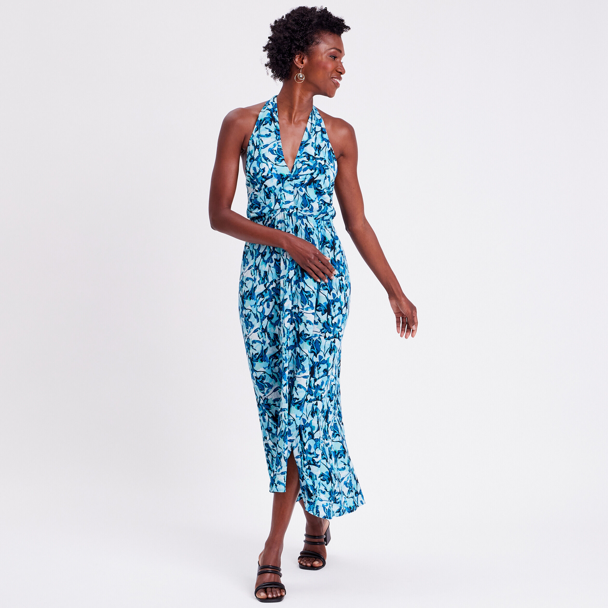 Robe longue évasée blanc femme | Cache Cache