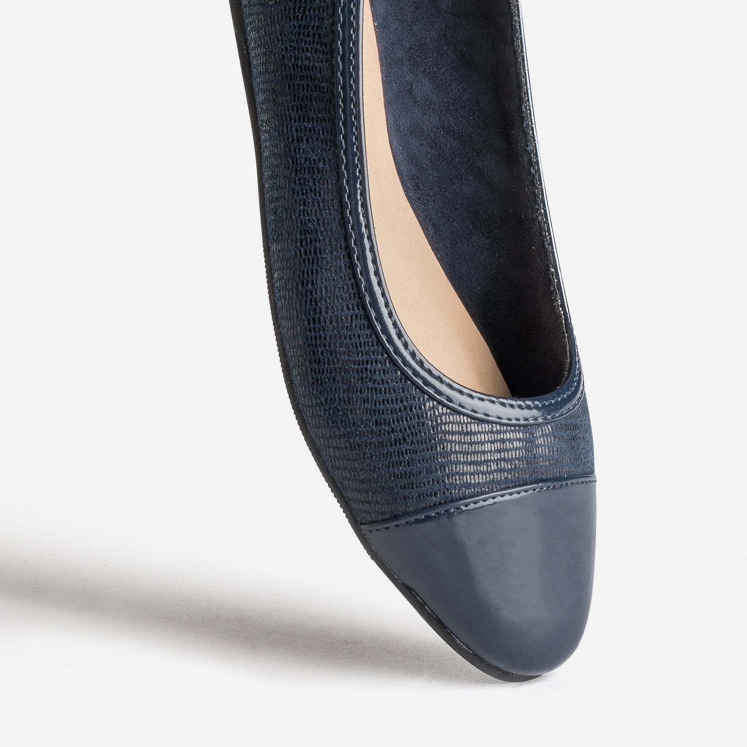 Ballerine marine effet python et verni