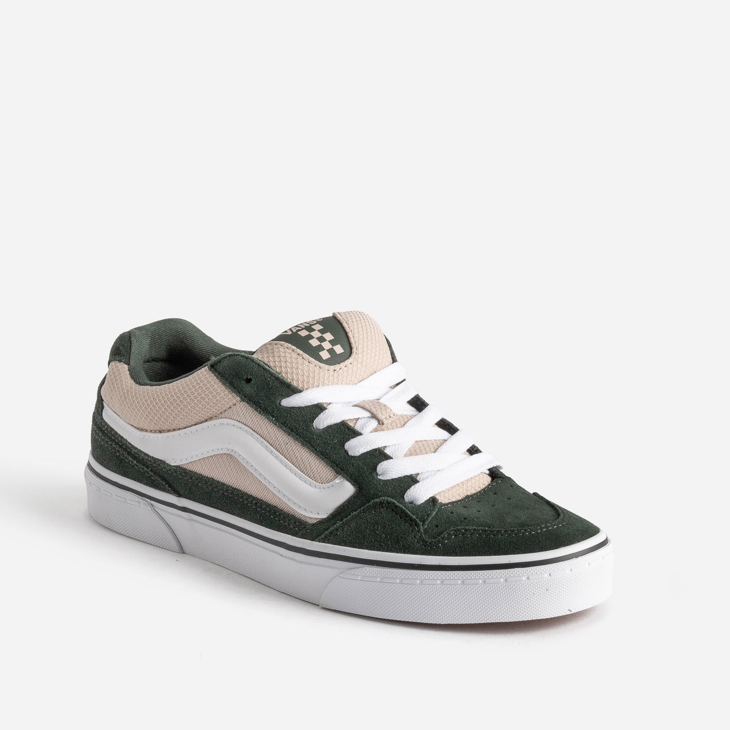 Tennis VANS vert foncé cuir velours mesh beige