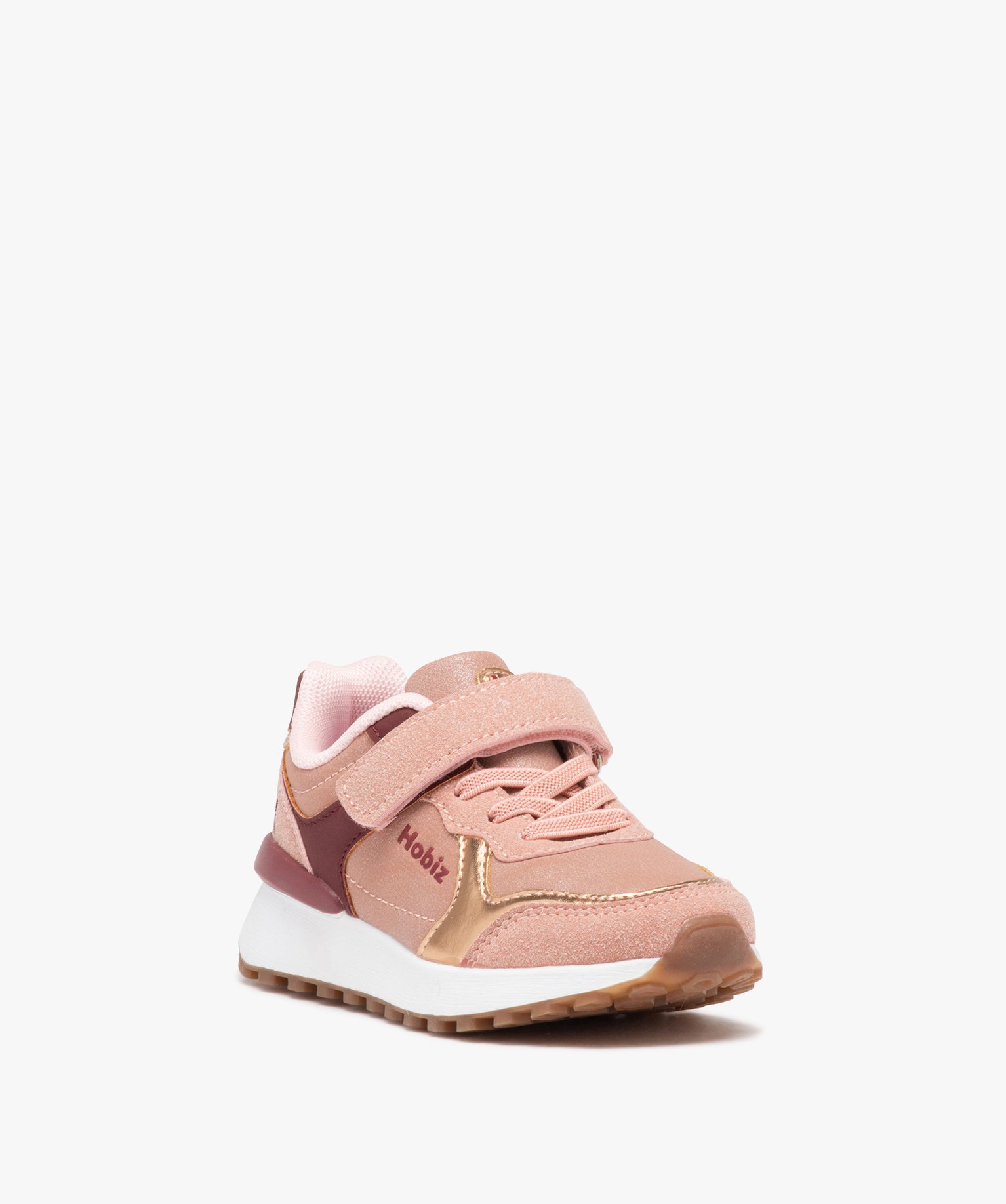 Baskets fille unies style running à scratch - Hobiz rose | GEMO
