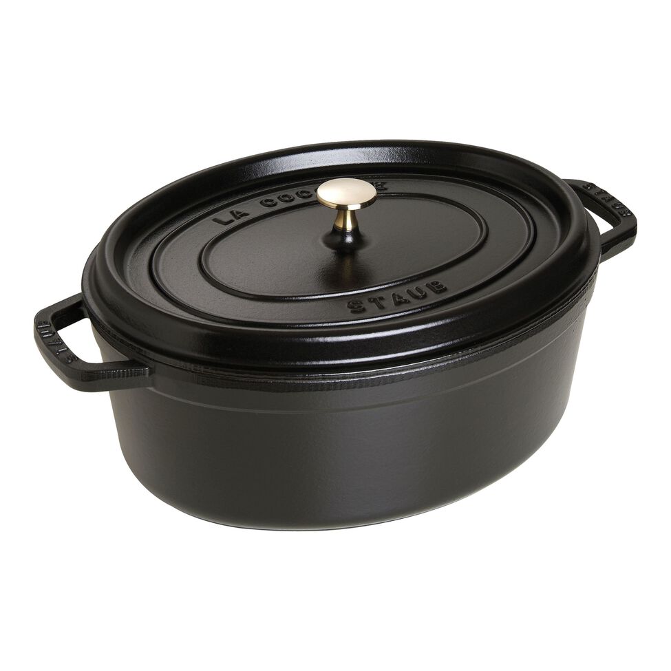 Cocotte 33 cm, oval, Schwarz, Gusseisen