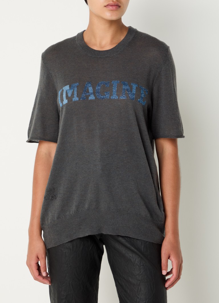 Zadig&Voltaire Ida cashmere T-shirt with print and lurex