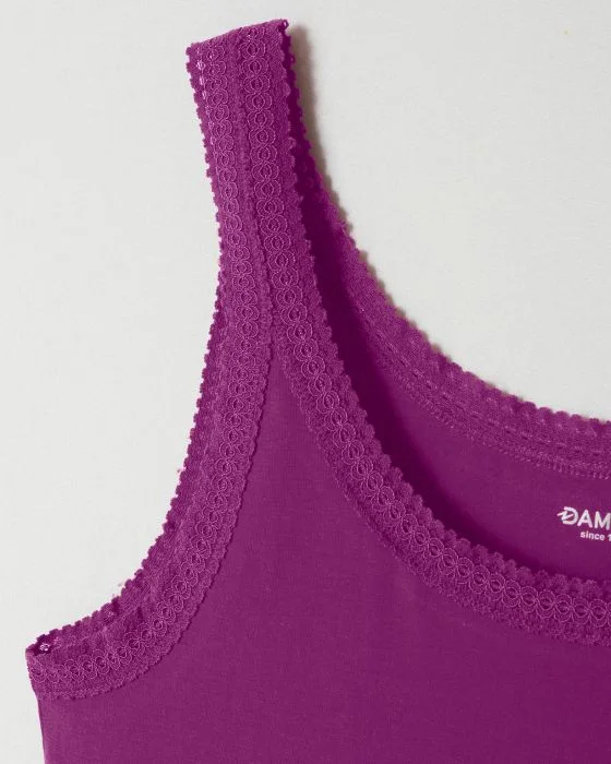 Débardeur Essential en coton extensible, orné de dentelle