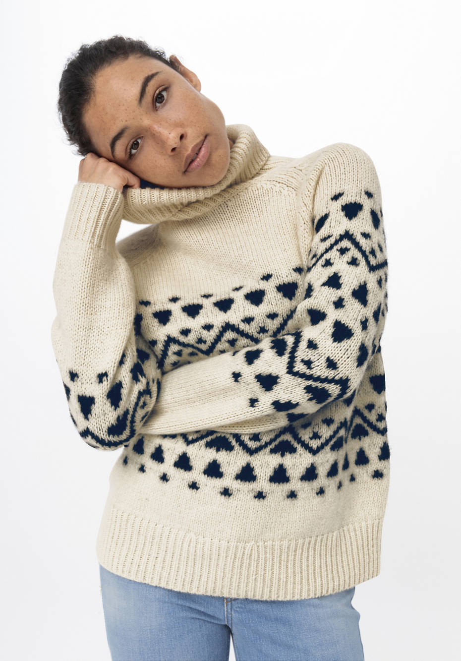 Jacquard-Pullover aus Bio-Merinowolle mit Alpaka