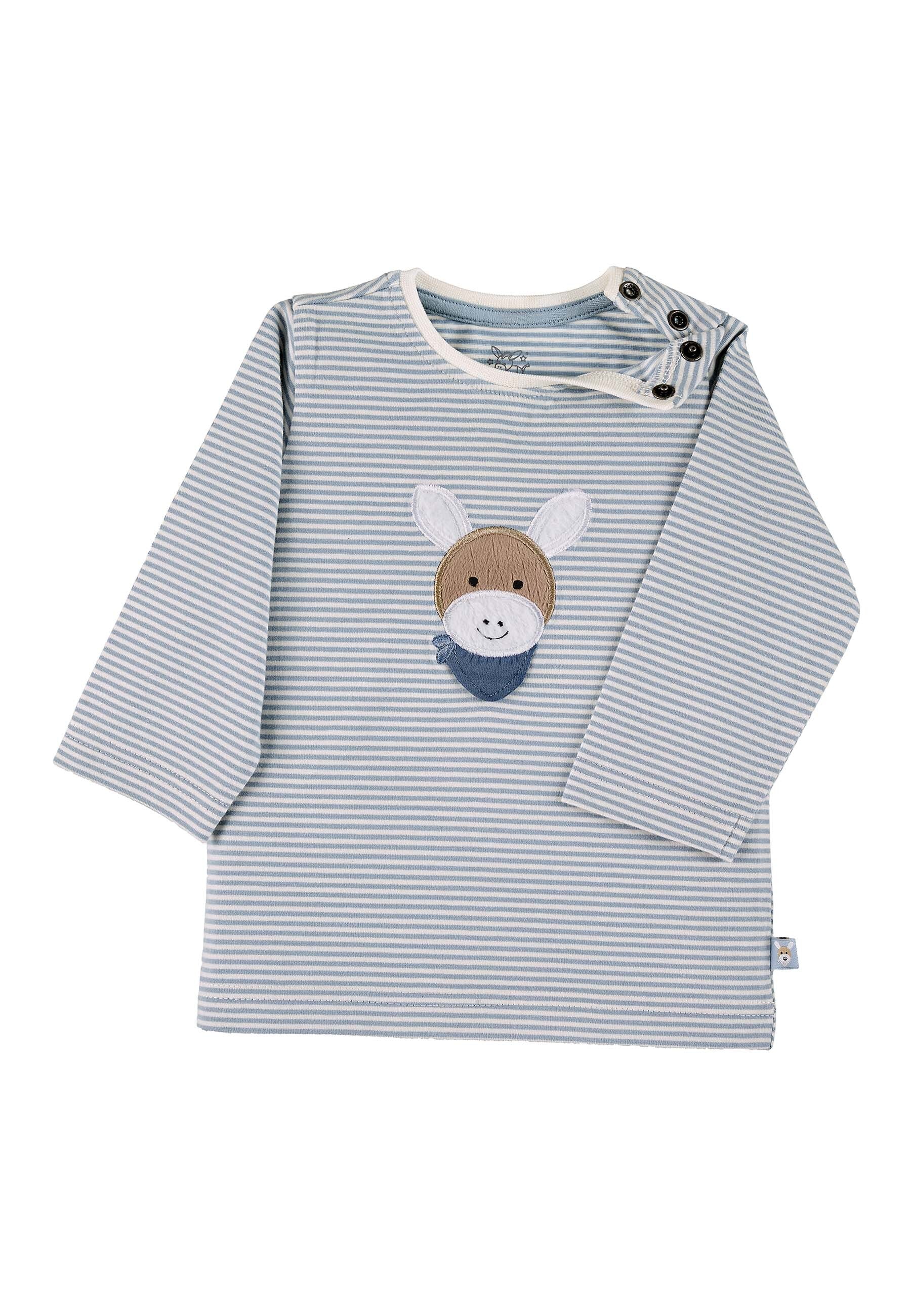 GOTS Langarm-Shirt Esel Emmi Stickerei, gestreift