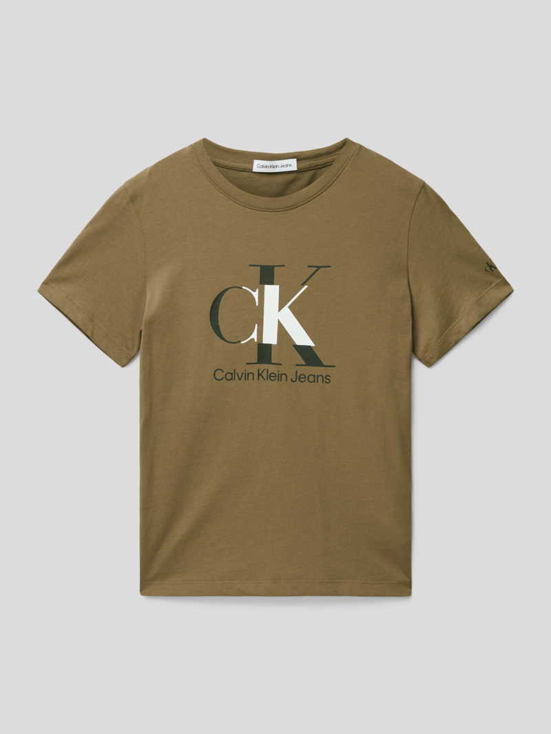 T-Shirt mit Label-Print Modell 'PRINT SUNREVEAL MONO LOGO' in schokobraun